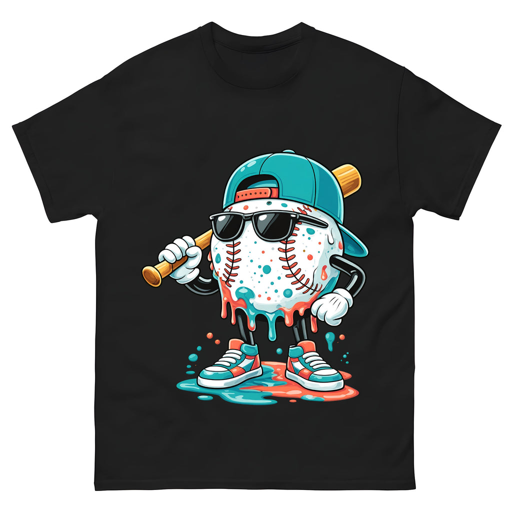 Drip Baseball Mascot T-Shirt, Cool Streetwear Baseball Graphic Tee, Funny Urban Style Shirt for Men & Women