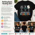 Nothing Beats Reading Shirt – Funny Rock Paper Scissors Reading Tee for Teachers, Librarians & Book Lovers