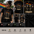 Be Proud LGBTQ Skeleton Pride T-Shirt – Rainbow Flag Gothic Tarot Card Graphic Tee