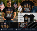 Golden Retriever USA 250 Years Patriotic T-Shirt – 1776–2026 America 250th Anniversary 4th of July Dog Lover Tee