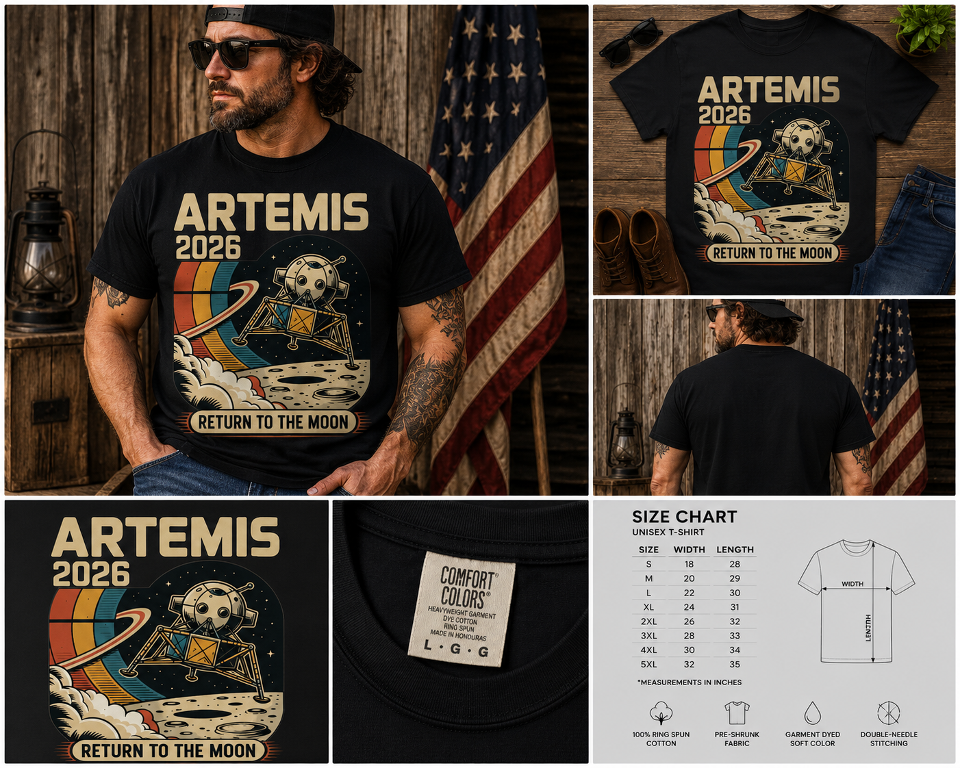Artemis 2026 Return To The Moon Retro Space Mission T-Shirt