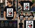 Grumpy Panda Holding Heart Funny Cute Graphic T-Shirt for Men Women Teens
