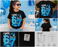 I Was 6 Now I’m 7 Blue Birthday Girl Kids T-Shirt – Cute 7th Birthday Party Tee