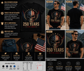 250 Years Patriotic Skull USA Flag T-Shirt – 1776-2026 American Anniversary Graphic Tee