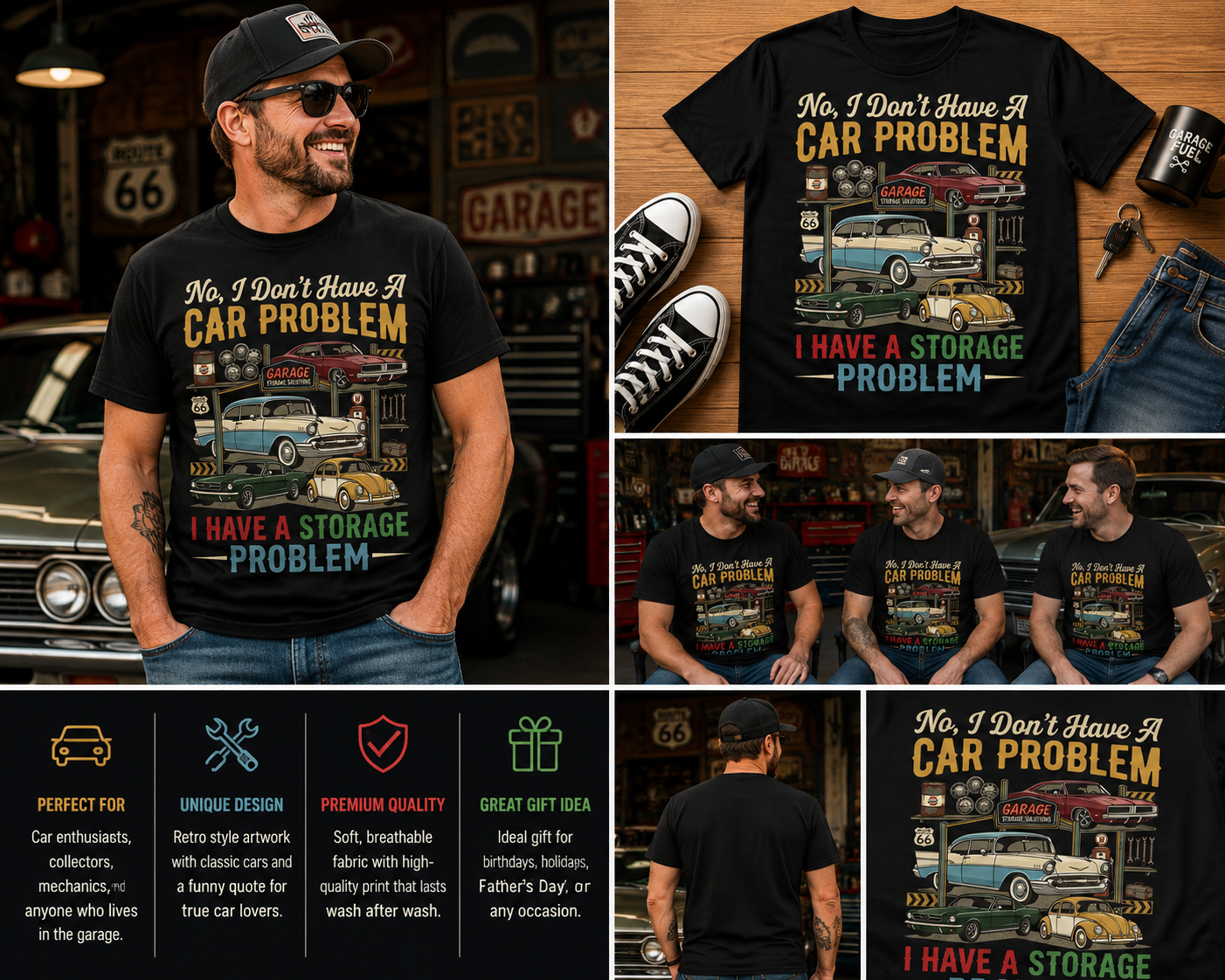 No, I Don’t Have A Car Problem I Have A Storage Problem Retro Car Lover T-Shirt