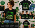 Shenanigans Squad St. Patrick’s Day Shirt, Funny Irish Girls Tee, Messy Bun Shamrock Squad T-Shirt for Women