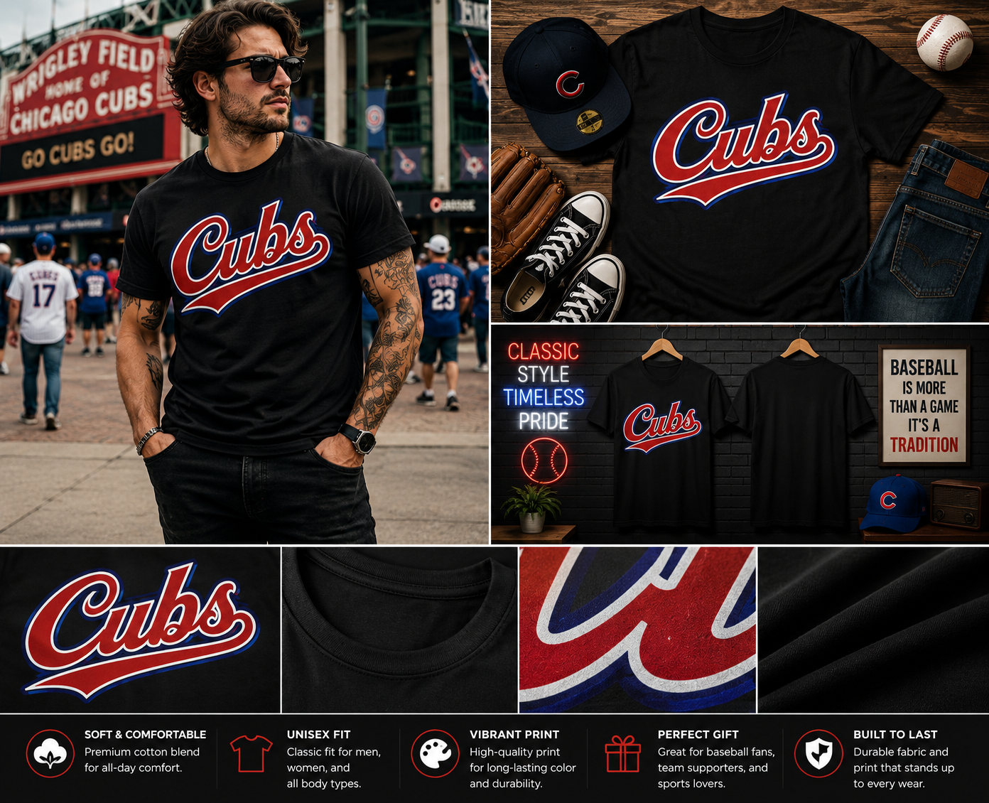 Vintage Cubs Script Logo T-Shirt – Classic Retro Baseball Fan Graphic Tee