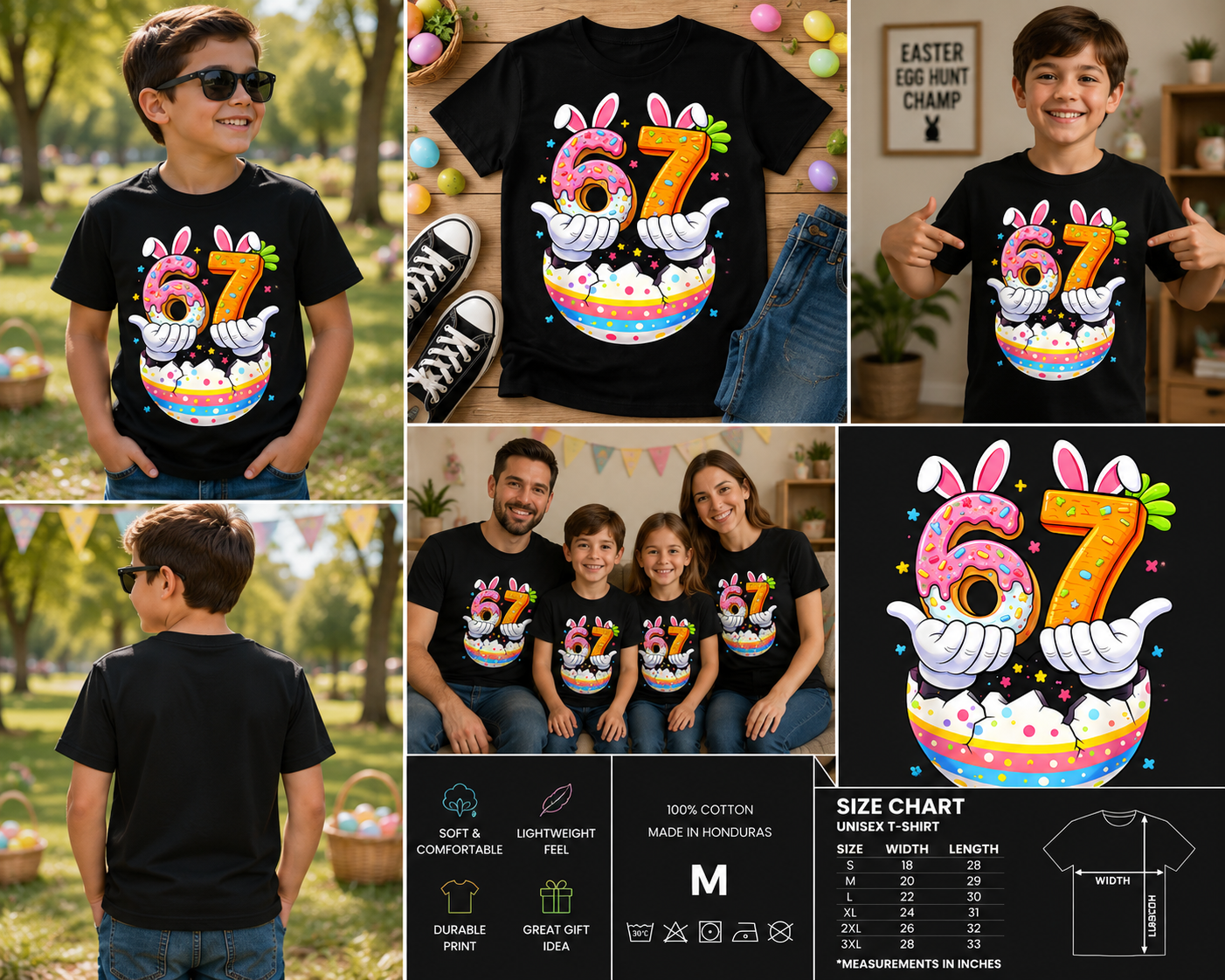 Funny 67 Easter Bunny T-Shirt for Kids – Cute Six Seven Easter Egg Graphic Tee