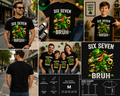 Six Seven Bruh St. Patrick’s Day T-Shirt – Funny 67 Meme Leprechaun Dabbing Graphic Tee