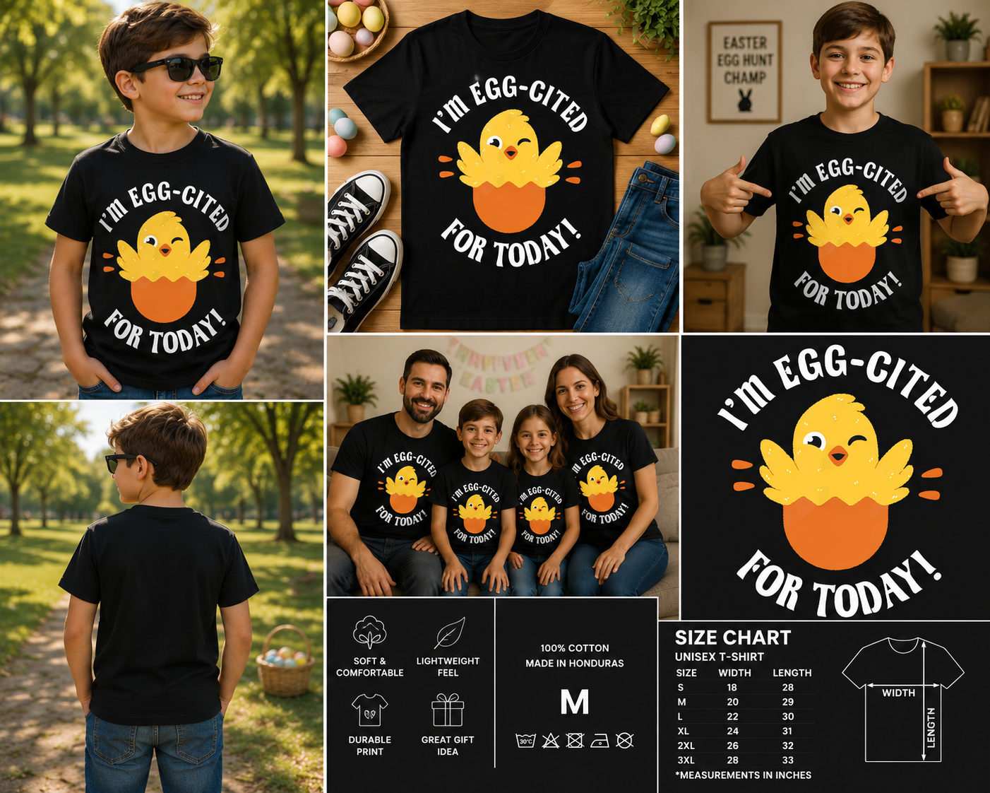 I’m Egg-Cited For Today Funny Easter Chick T-Shirt – Cute Hatching Chick Graphic Tee for Kids & Adults