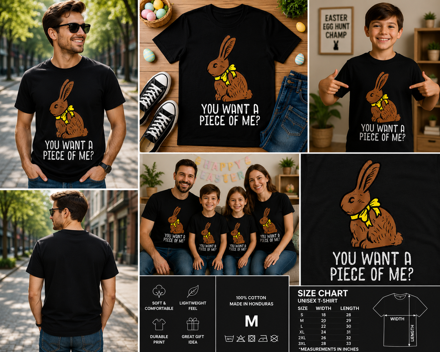 Funny Chocolate Bunny Easter T-Shirt – “You Want A Piece Of Me?” Cute Rabbit Graphic Tee