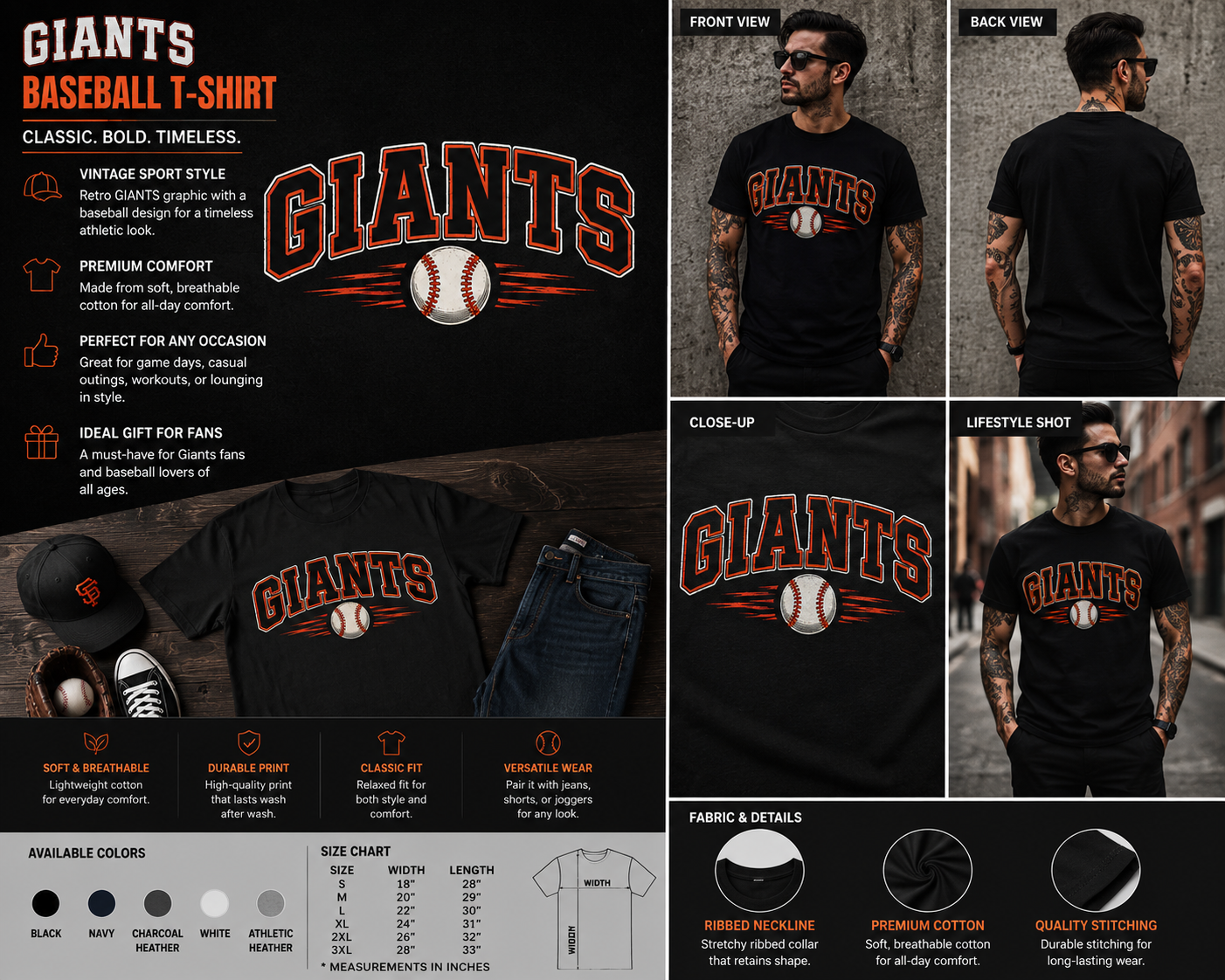 Giants Baseball Vintage T-Shirt – Retro Sports Fan Graphic Tee for Men & Women