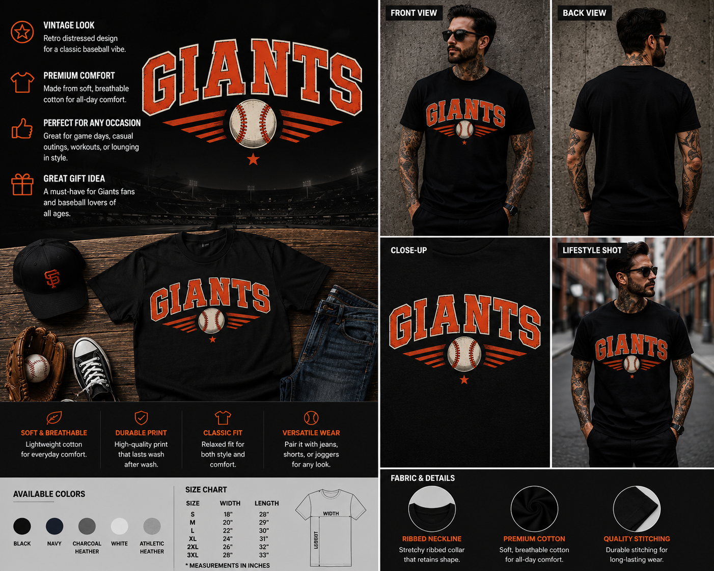 Giants Vintage Baseball Graphic T-Shirt – Retro Sports Fan Tee for Men & Women