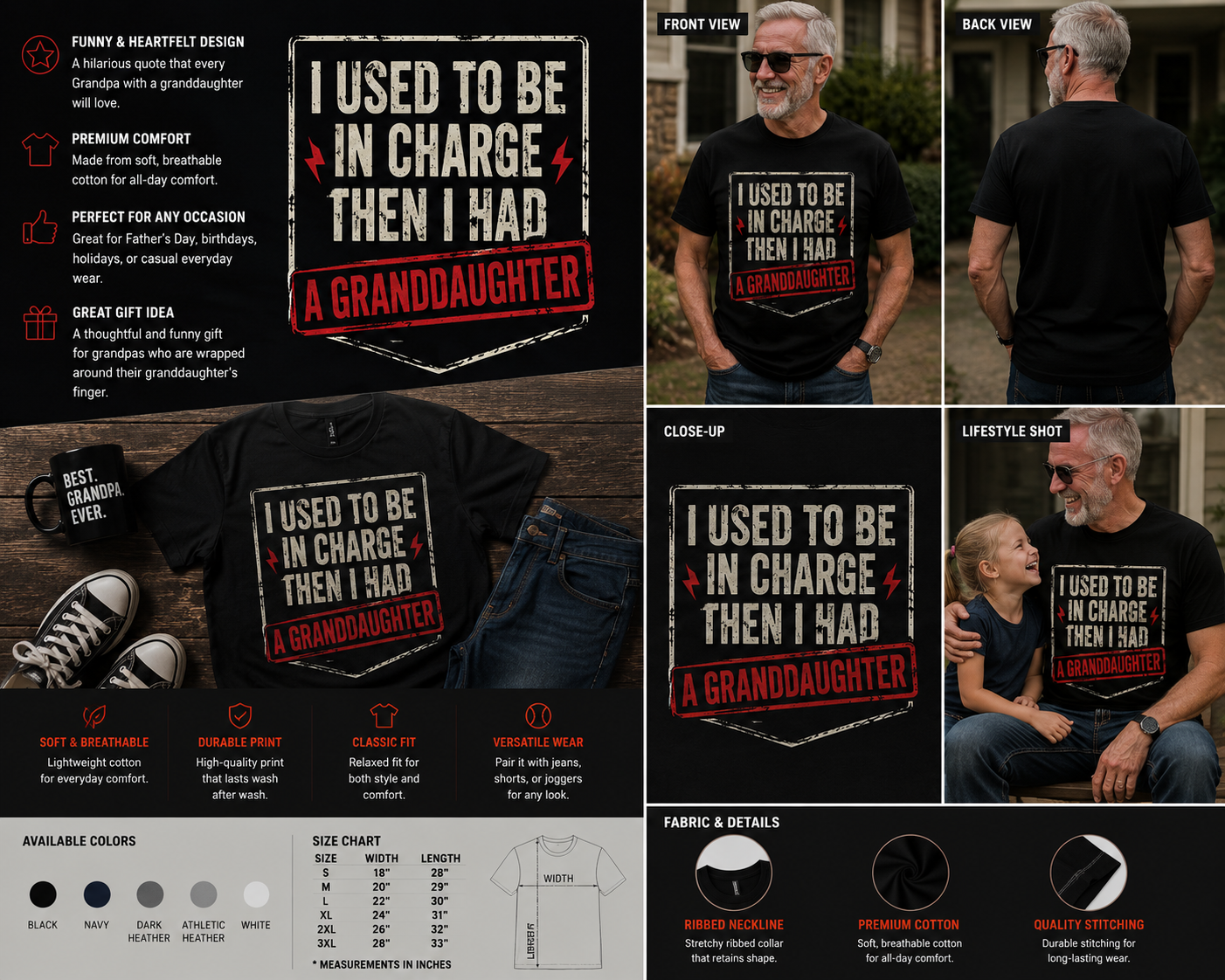 I Used to Be in Charge Then I Had a Granddaughter Funny Grandpa T-Shirt