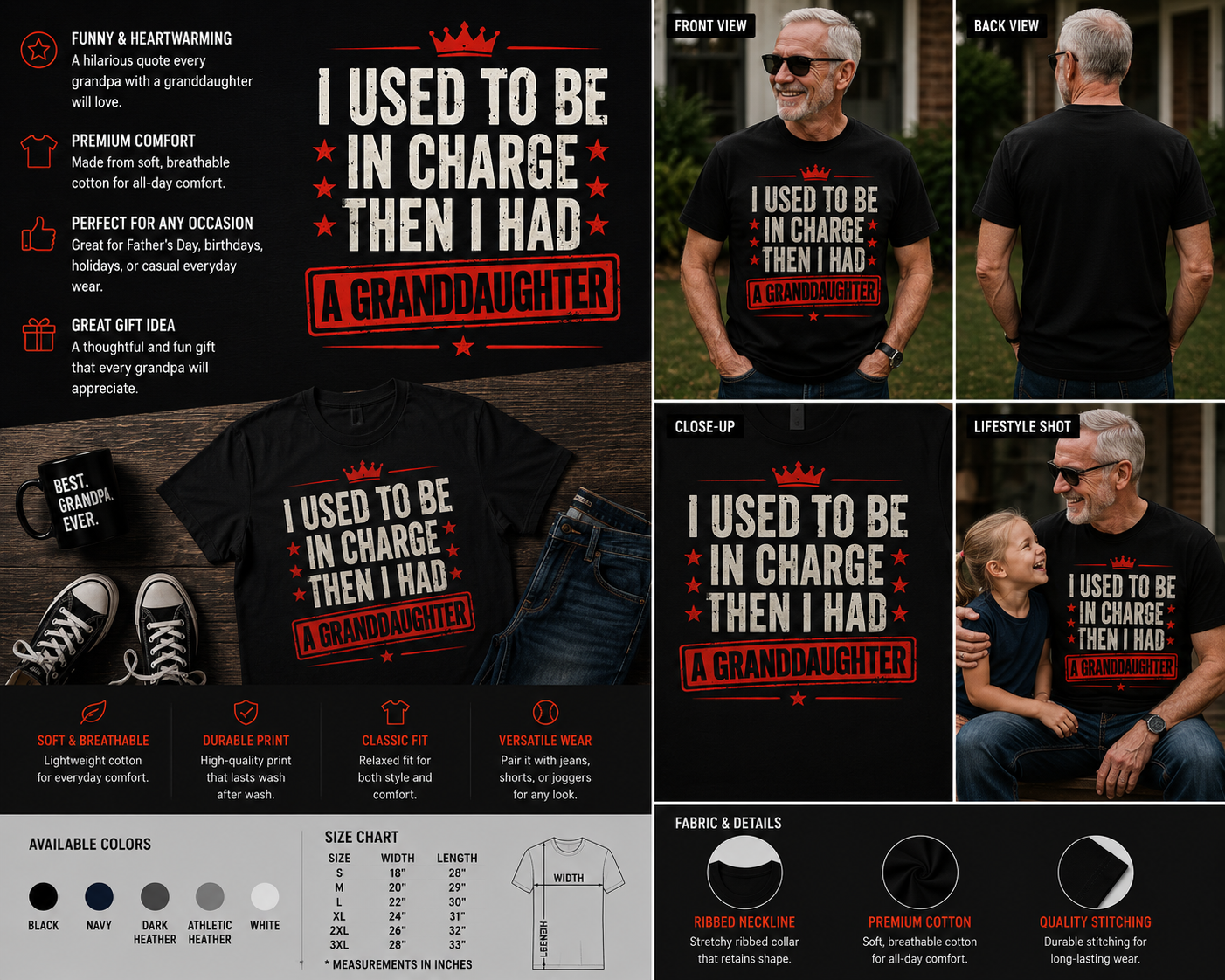 I Used To Be In Charge Then I Had A Granddaughter Funny Grandpa T-Shirt Gift