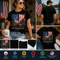 Freedom Blooms 1776 Patriotic Floral American Flag T-Shirt | Vintage USA Poppy Flower Independence Day Graphic Tee