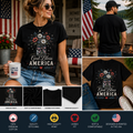 God Bless America Patriotic Floral Mason Jar T-Shirt | Vintage USA Independence Day Shirt | Fourth of July Graphic Tee