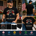 Home of the Free Because of the Brave Raccoon Patriotic USA T-Shirt | Funny 4th of July Independence Day Graphic Tee