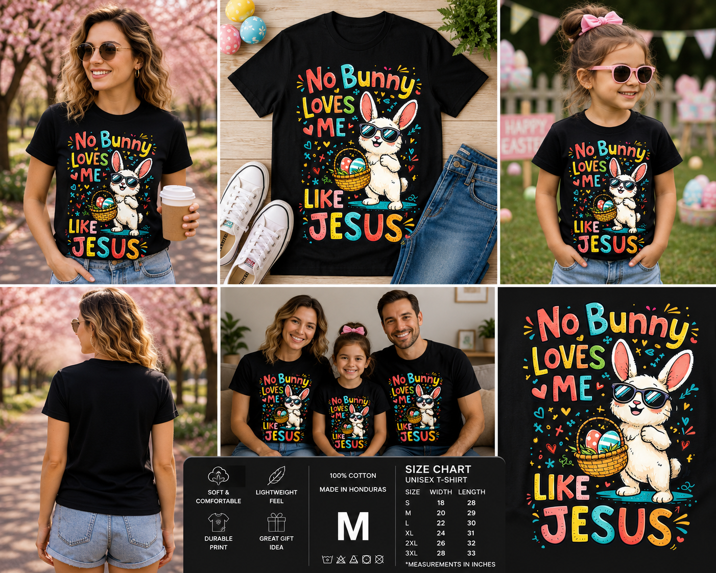 No Bunny Loves Me Like Jesus Easter Christian T-Shirt – Cute Bunny Faith Tee for Kids & Women