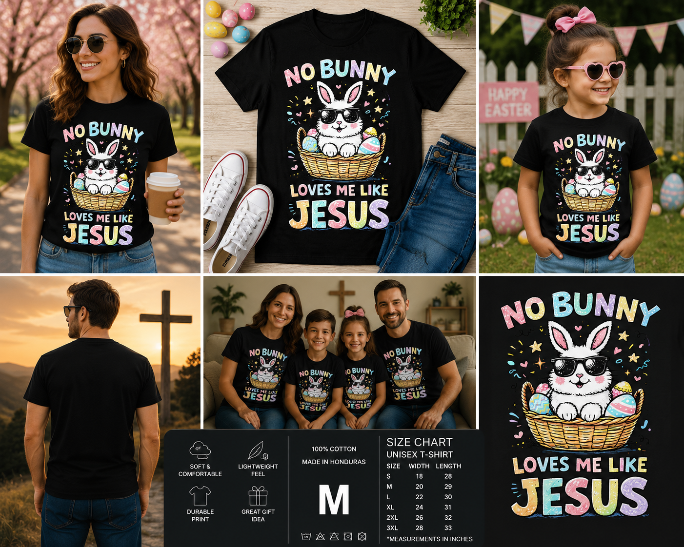 No Bunny Loves Me Like Jesus Easter Bunny Christian T-Shirt for Men Women Kids