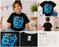 I Was 6 Now I’m 7 Birthday Girl Shirt, Cute Coquette 7th Birthday Tee, Blue Heart Birthday Party Shirt for Kids