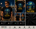 Gogh Riding Funny Cycling T-Shirt – Van Gogh Inspired Night Ride Bicycle Graphic Tee for Cyclists & Art Lovers