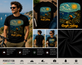 Gogh Riding Coastal Cycling T-Shirt – Van Gogh Inspired Ocean Bike Ride Graphic Tee for Cyclists & Art Lovers