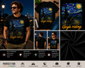 Gogh Riding Cycling T-Shirt – Van Gogh Inspired Starry Night Bike Rider Graphic Tee for Cyclists & Art Lovers