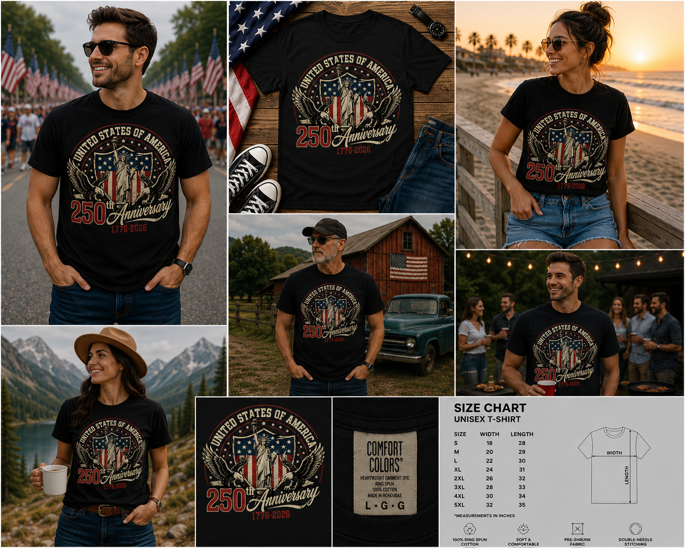 USA 250th Anniversary Shirt, United States of America Patriotic Tee, 1776–2026 Freedom Celebration Shirt, Vintage Eagle Liberty Graphic T-Shirt