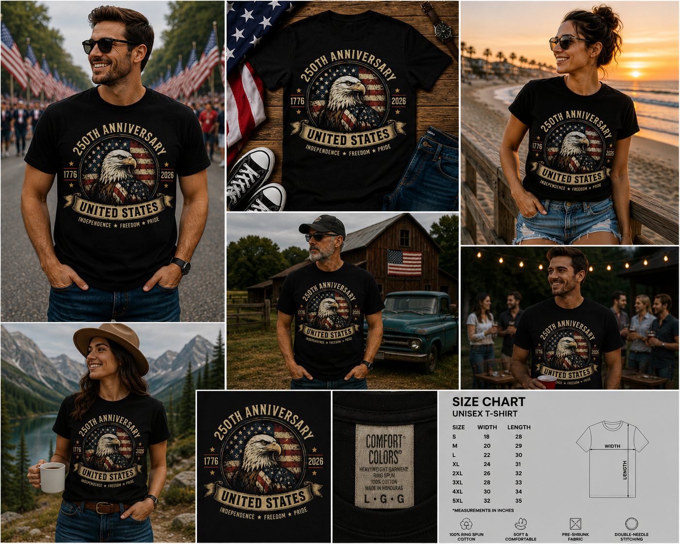 250th Anniversary United States Eagle T-Shirt, Patriotic America 1776-2026 Tee, Independence Freedom Pride Shirt