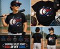 Patriotic Baseball Graphic T-Shirt – Red White Blue Baseball Fireball 4th of July Tee