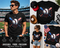 Patriotic Baseball Drip T-Shirt – USA Flag Bat Graphic Tee