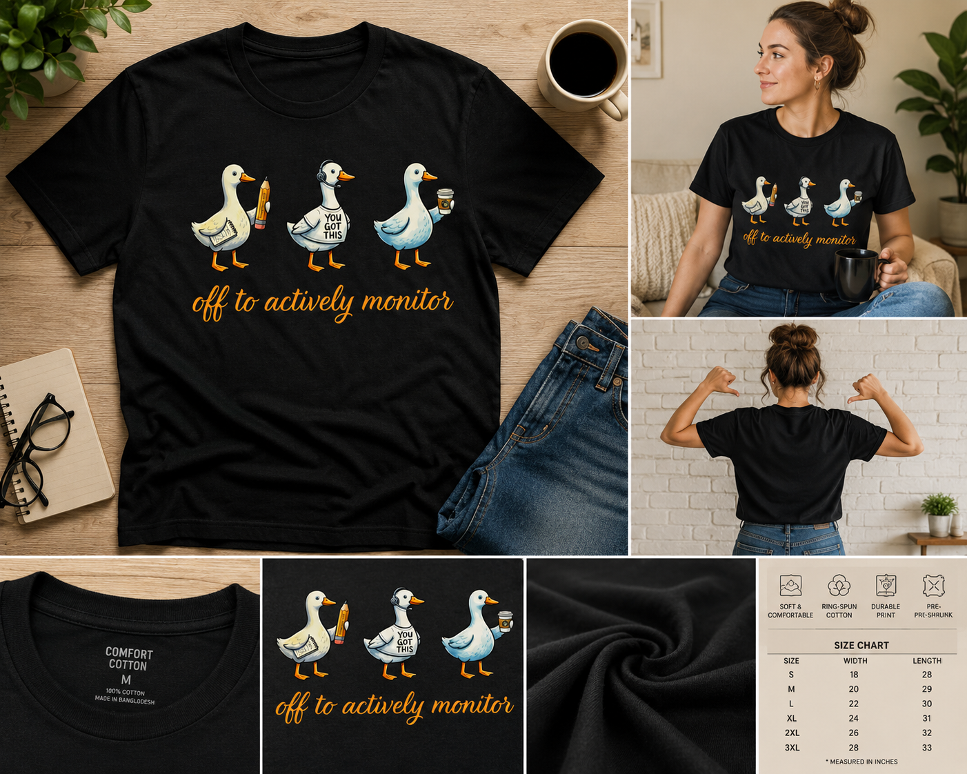 Off To Actively Monitor Goose Teacher T-Shirt, Funny Testing Day Shirt, Cute Teacher Goose Graphic Tee
